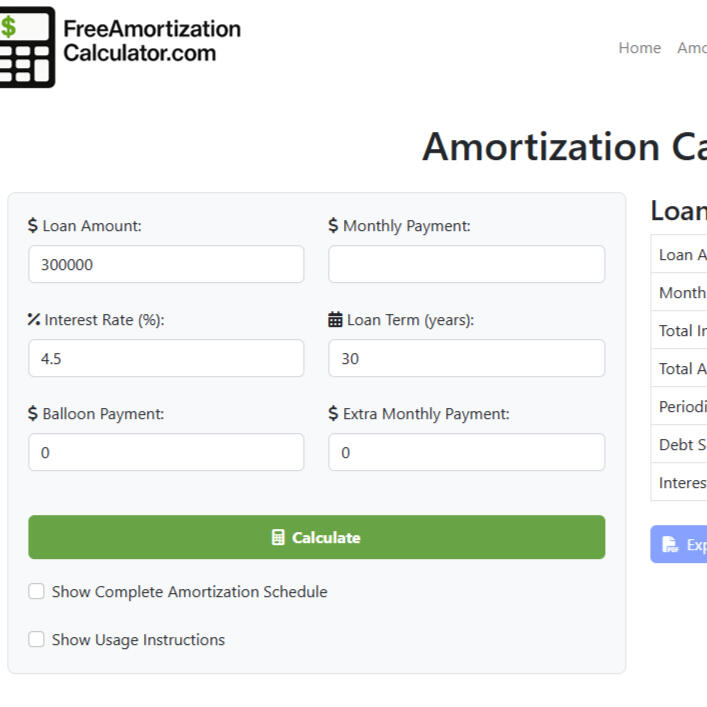 Design and Development of Online Calculator FreeAmortizationcalculator.com